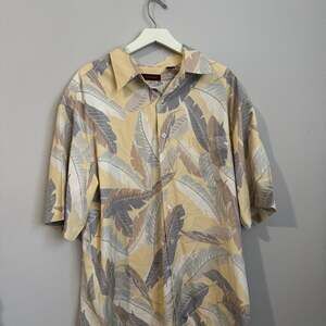 Tori Richard 100% Silk Hawaiian Palm Leaf Print Camp Shirt XL